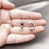 Argolla Huggie 02.310.0124.2.14 Rodio Laminado, con Zirconia Cubica Negro y Micro Pave Blanca, Pulido, Rodinado