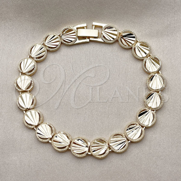 Pulsera Solida 03.100.0077.08 Oro Laminado, Diseño de Gota, Pulido, Tono Dorado (Grosor 08.7 MM, 8 Pulgadas de Largo)