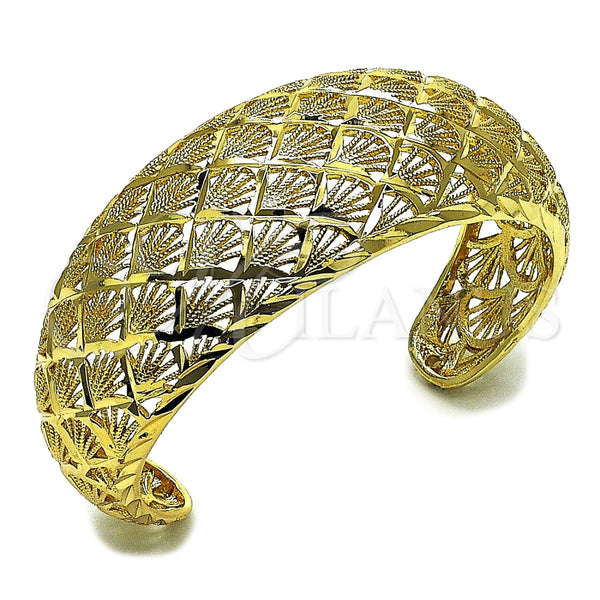 Aro Individual 07.100.0008 Oro Laminado, Diseño de Concha, Diamantado, Tono Dorado (Grosor 30 MM, Talla Unica)