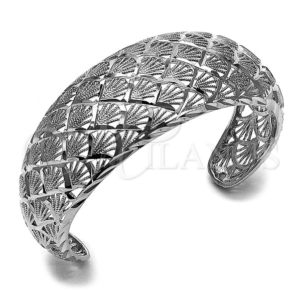 Aro Individual 07.100.0008.1 Rodio Laminado, Diseño de Concha, Diamantado, Rodinado (Grosor 30 MM, Talla Unica)