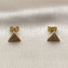 Arete Dormilona 02.100.0129 Oro Laminado, con Micro Pave Blanca, Pulido, Tono Dorado