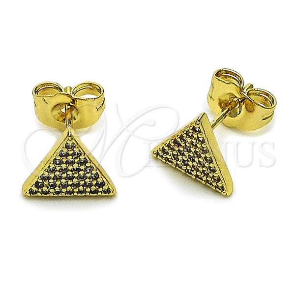 Arete Dormilona 02.100.0129 Oro Laminado, con Micro Pave Blanca, Pulido, Tono Dorado