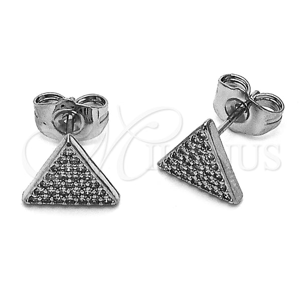 Arete Dormilona 02.100.0129.1 Rodio Laminado, con Micro Pave Blanca, Pulido, Rodinado