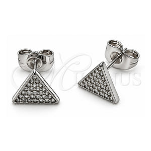 Arete Dormilona 02.100.0129.1 Oro Laminado Blanco, con Micro Pave Blanca, Pulido, Rodinado