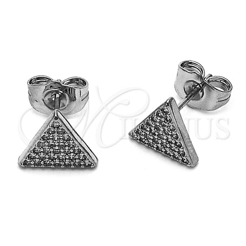 Arete Dormilona 02.100.0129.1 Rodio Laminado, con Micro Pave Blanca, Pulido, Rodinado