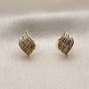 Arete Dormilona 02.100.0130 Oro Laminado, con Micro Pave Blanca, Pulido, Tono Dorado