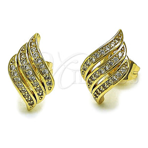 Arete Dormilona 02.100.0130 Oro Laminado, con Micro Pave Blanca, Pulido, Tono Dorado