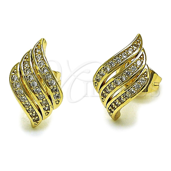 Arete Dormilona 02.100.0130 Oro Laminado, con Micro Pave Blanca, Pulido, Tono Dorado