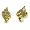 Arete Dormilona 02.100.0130 Oro Laminado, con Micro Pave Blanca, Pulido, Tono Dorado