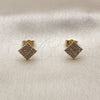 Arete Dormilona 02.100.0131 Oro Laminado, con Micro Pave Blanca, Pulido, Tono Dorado