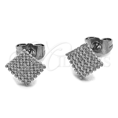 Arete Dormilona 02.100.0131.1 Rodio Laminado, con Micro Pave Blanca, Pulido, Rodinado
