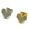 Arete Dormilona 02.100.0133 Oro Laminado, Diseño de Corazón, con Micro Pave Blanca, Pulido, Tono Dorado