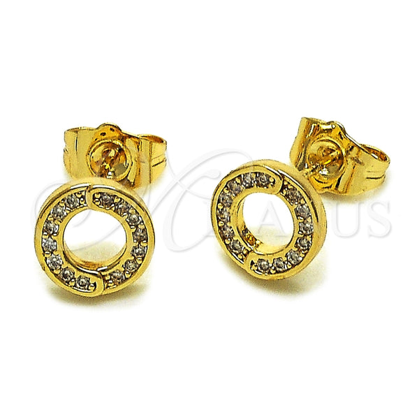 Arete Dormilona 02.100.0134 Oro Laminado, con Micro Pave Blanca, Pulido, Tono Dorado