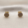 Arete Dormilona 02.100.0135 Oro Laminado, con Micro Pave Blanca, Pulido, Tono Dorado
