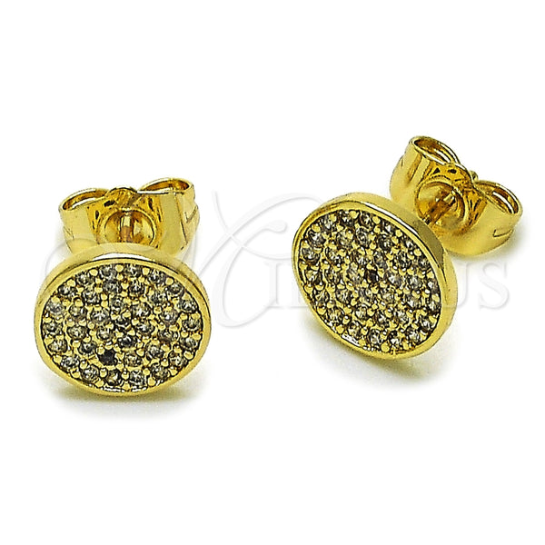 Arete Dormilona 02.100.0135 Oro Laminado, con Micro Pave Blanca, Pulido, Tono Dorado