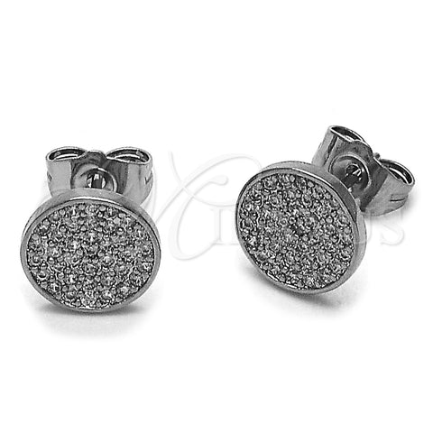 Arete Dormilona 02.100.0135.1 Rodio Laminado, con Micro Pave Blanca, Pulido, Rodinado