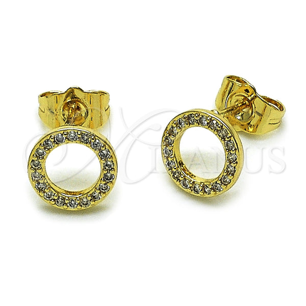 Arete Dormilona 02.100.0136 Oro Laminado, con Micro Pave Blanca, Pulido, Tono Dorado