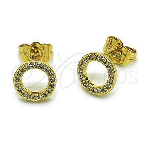 Arete Dormilona 02.100.0136 Oro Laminado, con Micro Pave Blanca, Pulido, Tono Dorado