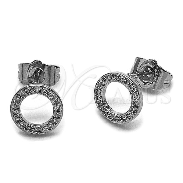 Arete Dormilona 02.100.0136.1 Rodio Laminado, con Micro Pave Blanca, Pulido, Rodinado