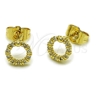 Arete Dormilona 02.100.0137 Oro Laminado, con Micro Pave Blanca, Pulido, Tono Dorado
