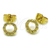 Arete Dormilona 02.100.0137 Oro Laminado, con Micro Pave Blanca, Pulido, Tono Dorado