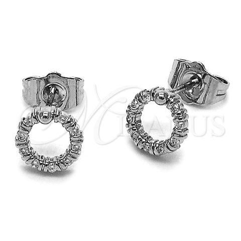 Arete Dormilona 02.100.0137.1 Rodio Laminado, con Micro Pave Blanca, Pulido, Rodinado