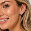 Arete Dormilona 02.100.0138 Oro Laminado, con Micro Pave Blanca, Pulido, Tono Dorado