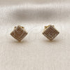 Arete Dormilona 02.100.0138 Oro Laminado, con Micro Pave Blanca, Pulido, Tono Dorado