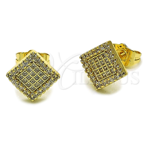 Arete Dormilona 02.100.0138 Oro Laminado, con Micro Pave Blanca, Pulido, Tono Dorado