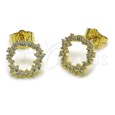 Arete Dormilona 02.100.0139 Oro Laminado, con Zirconia Cubica Blanca, Pulido, Tono Dorado