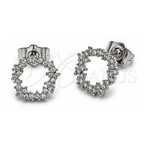 Arete Dormilona 02.100.0139.1 Oro Laminado Blanco, con Zirconia Cubica Blanca, Pulido, Rodinado
