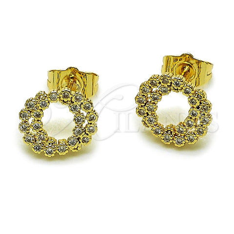 Arete Dormilona 02.100.0140 Oro Laminado, con Zirconia Cubica Blanca, Pulido, Tono Dorado