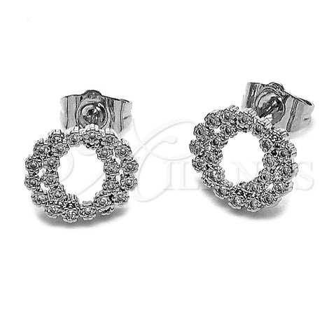 Arete Dormilona 02.100.0140.1 Rodio Laminado, con Zirconia Cubica Blanca, Pulido, Rodinado
