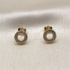 Arete Dormilona 02.100.0141 Oro Laminado, con Micro Pave Blanca, Pulido, Tono Dorado