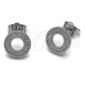 Arete Dormilona 02.100.0141.1 Rodio Laminado, con Micro Pave Blanca, Pulido, Rodinado