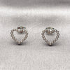 Arete Dormilona 02.100.0142.1 Rodio Laminado, Diseño de Corazón, con Zirconia Cubica Blanca, Pulido, Rodinado