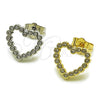 Arete Dormilona 02.100.0142.1 Rodio Laminado, Diseño de Corazón, con Zirconia Cubica Blanca, Pulido, Rodinado