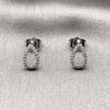 Arete Dormilona 02.100.0143.1 Rodio Laminado, Diseño de Gota, con Micro Pave Blanca, Pulido, Rodinado