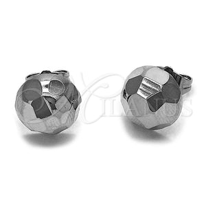 Arete Dormilona 02.100.0118.2 Rodio Laminado, Diseño de Bola, Pulido, Rodinado