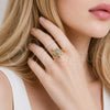 Anillo Multi Piedra 01.100.0002 Oro Laminado, Diseño de Tortuga, con Micro Pave Blanca y Rubi, Pulido, Tono Dorado (Talla Unica)
