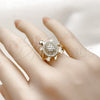 Anillo Multi Piedra 01.100.0002 Oro Laminado, Diseño de Tortuga, con Micro Pave Blanca y Rubi, Pulido, Tono Dorado (Talla Unica)