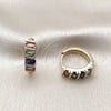 Argolla Huggie 02.210.0025.1.18 Oro Laminado, con Zirconia Cubica Multicolor, Pulido, Tono Dorado
