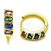 Argolla Huggie 02.210.0025.1.18 Oro Laminado, con Zirconia Cubica Multicolor, Pulido, Tono Dorado