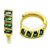 Argolla Huggie 02.210.0025.10.18 Oro Laminado, con Zirconia Cubica Verde, Pulido, Tono Dorado