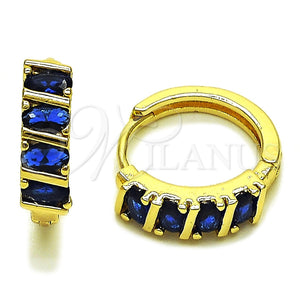 Argolla Huggie 02.210.0025.11.18 Oro Laminado, con Zirconia Cubica Zafiro Azul, Pulido, Tono Dorado