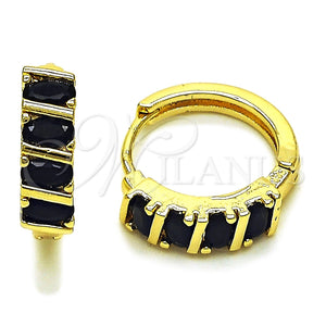 Argolla Huggie 02.210.0025.13.18 Oro Laminado, con Zirconia Cubica Negro, Pulido, Tono Dorado