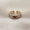 Anillo Multi Piedra 01.266.0109 Oro Laminado, Diseño de Corazón y Baguette, con Zirconia Cubica Rubi y Blanca, Pulido, Tono Dorado (Talla Unica)