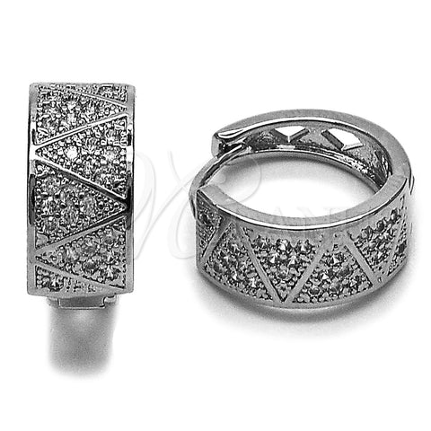 Argolla Huggie 02.266.0067.1.18 Rodio Laminado, con Zirconia Cubica Blanca, Pulido, Rodinado