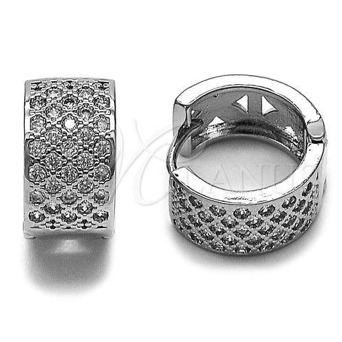 Argolla Huggie 02.266.0075.1.15 Rodio Laminado, con Zirconia Cubica Blanca, Pulido, Rodinado