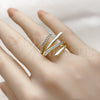 Anillo Multi Piedra 01.266.0110 Oro Laminado, con Micro Pave Blanca, Pulido, Tono Dorado (Talla Unica)